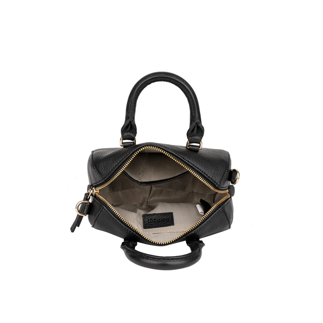 Binnenkant van de Bellici Cara leren handtas zwart #kleur_zwart