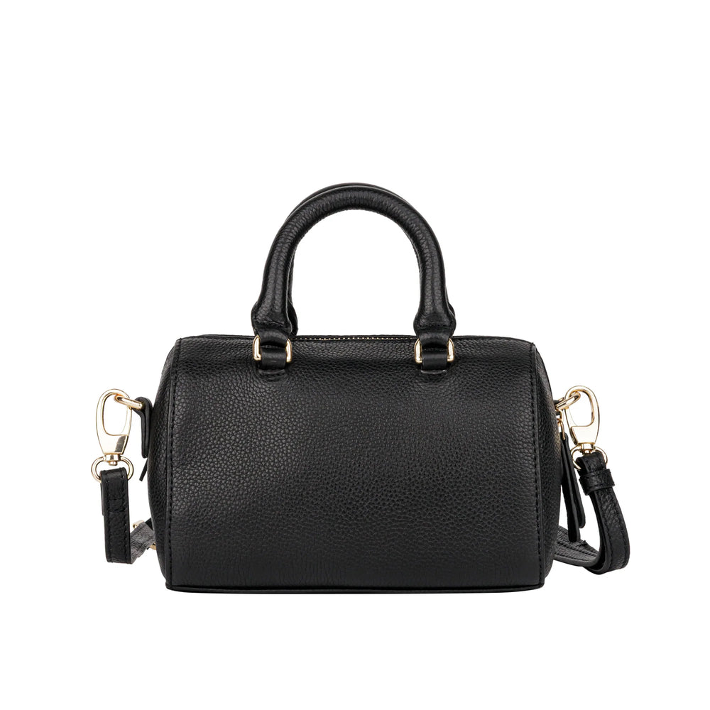 Achterkant van de Bellici Cara leren hadntas zwart #kleur_zwart