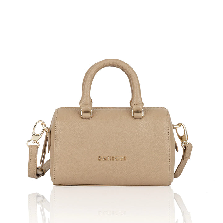 Voorkant van de Bellici Cara leren handtas beige #kleur_beige