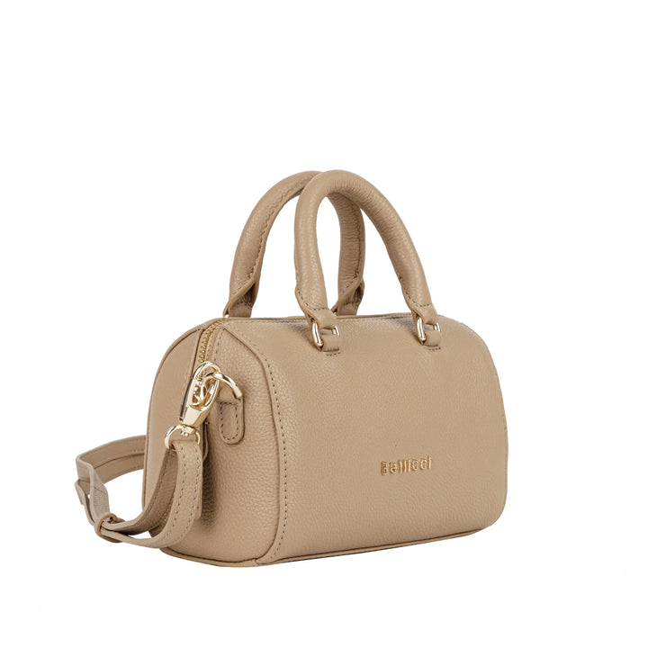 Voorzijde van de Bellici Cara leren handtas beige #kleur_beige