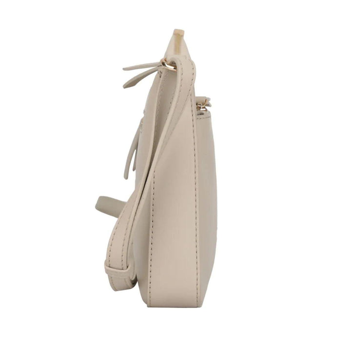 Zijkant Bellici Milena leren crossbody tas beige #kleur_beige