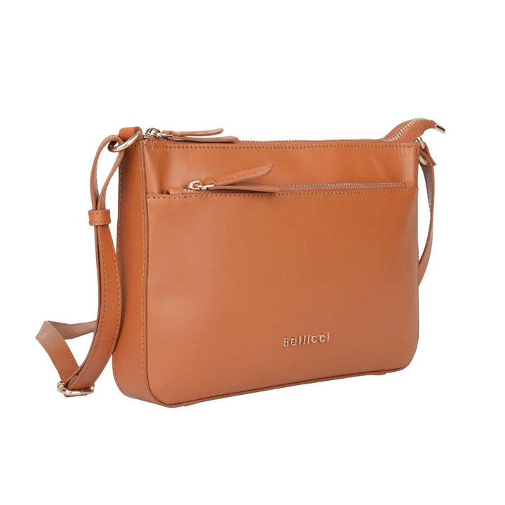 Voorzijde Bellici Milena leren crossbody tas cognac #kleur_cognac