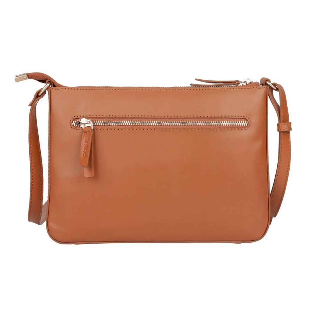 Achterkant Bellici Milena leren crossbody tas cognac #kleur_cognac