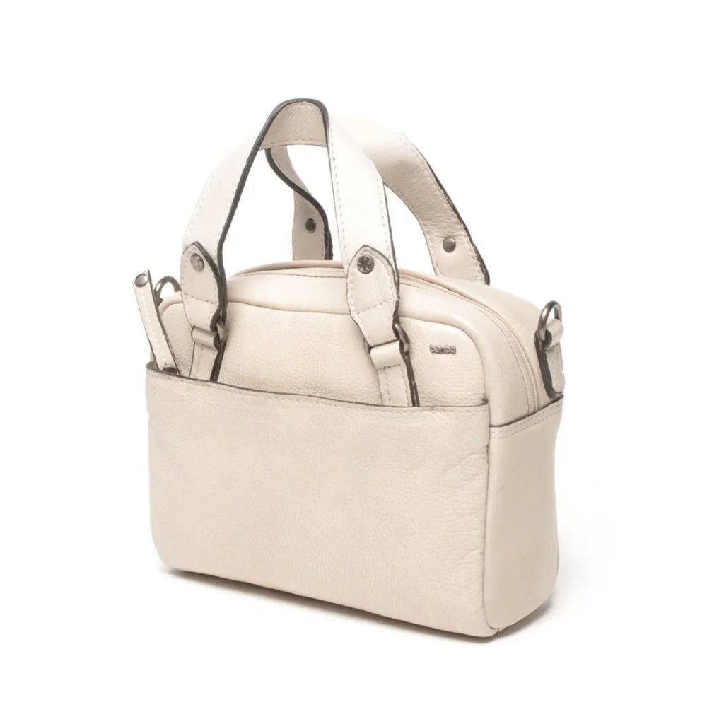 Voorzijde van de Berba 335-075 leren handtas in chalk #kleur_chalk