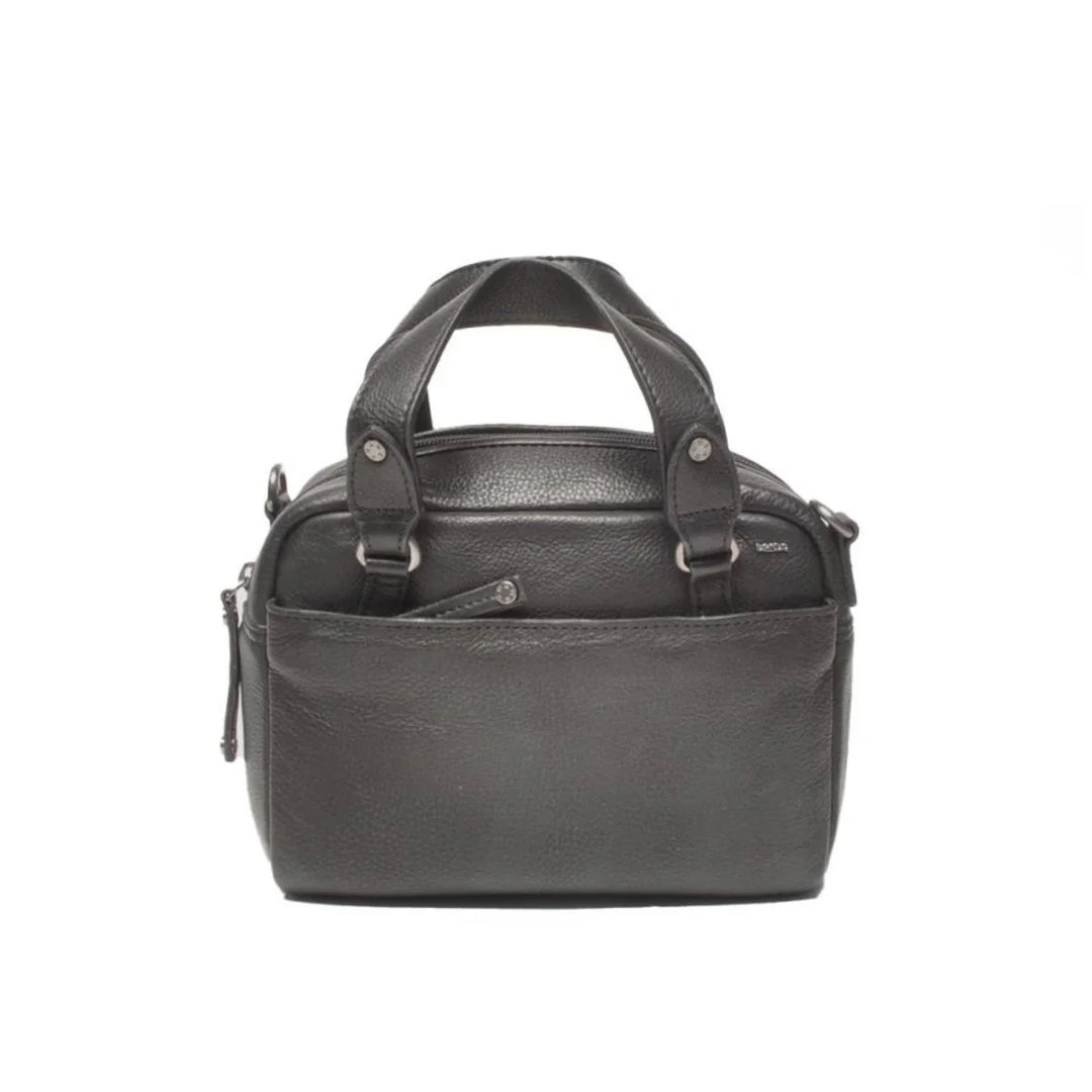 Voorkant van de Berba 335-075 leren handtas in zwart #kleur_zwart