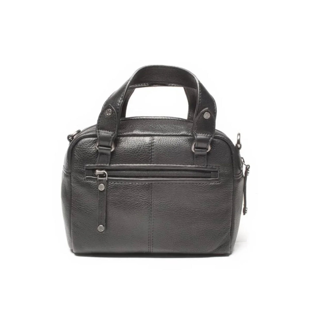 Achterkant van de Berba 335-075 leren handtas in zwart #kleur_zwart