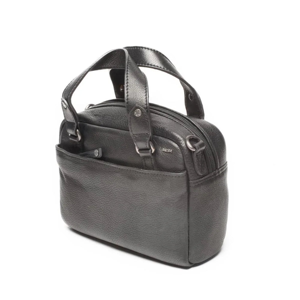 Voorzijde van de Berba 335-075 leren handtas in zwart #kleur_zwart