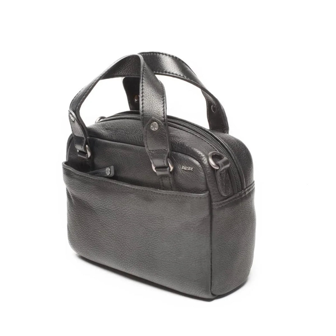 Voorzijde van de Berba 335-075 leren handtas in zwart #kleur_zwart