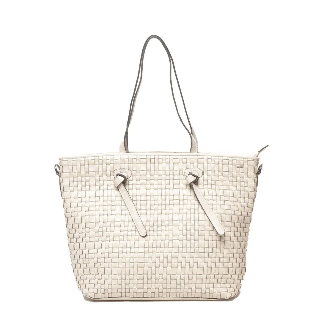 Voorkant van de Berba 336-215 leren shopper in het chalk #kleur_chalk