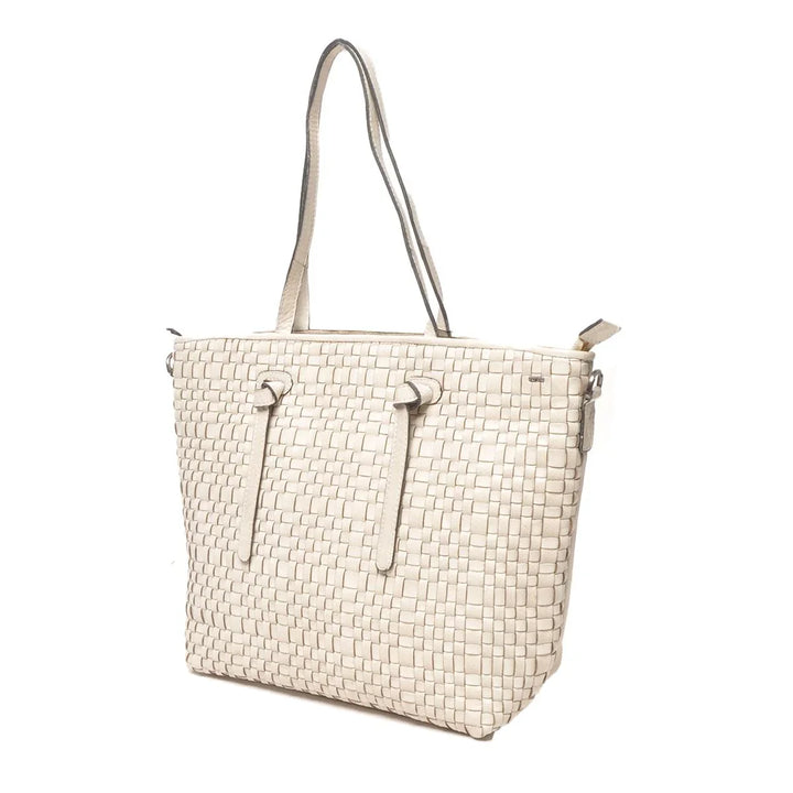 Voorzijde van de Berba 336-215 leren shopper in het chalk #kleur_chalk