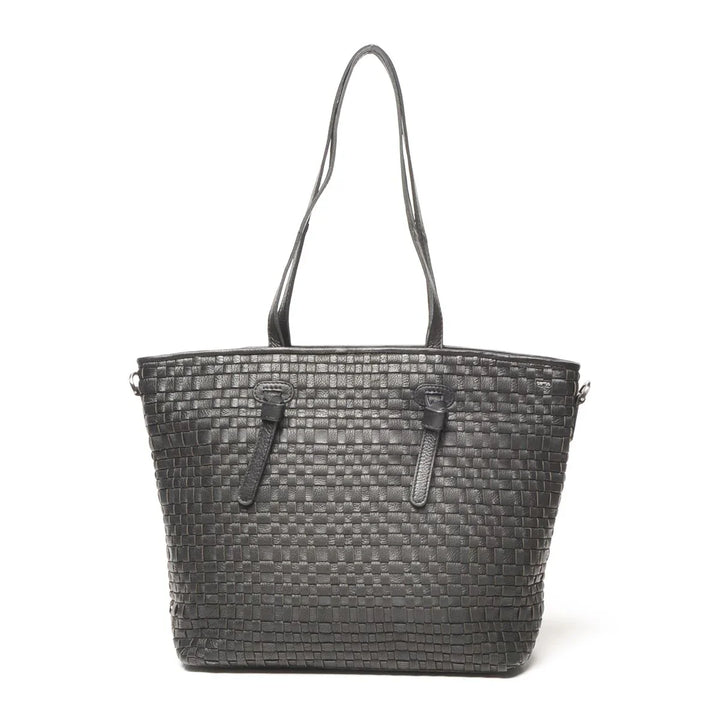 Voorkant van de Berba 336-215 leren shopper in het zwart #kleur_zwart