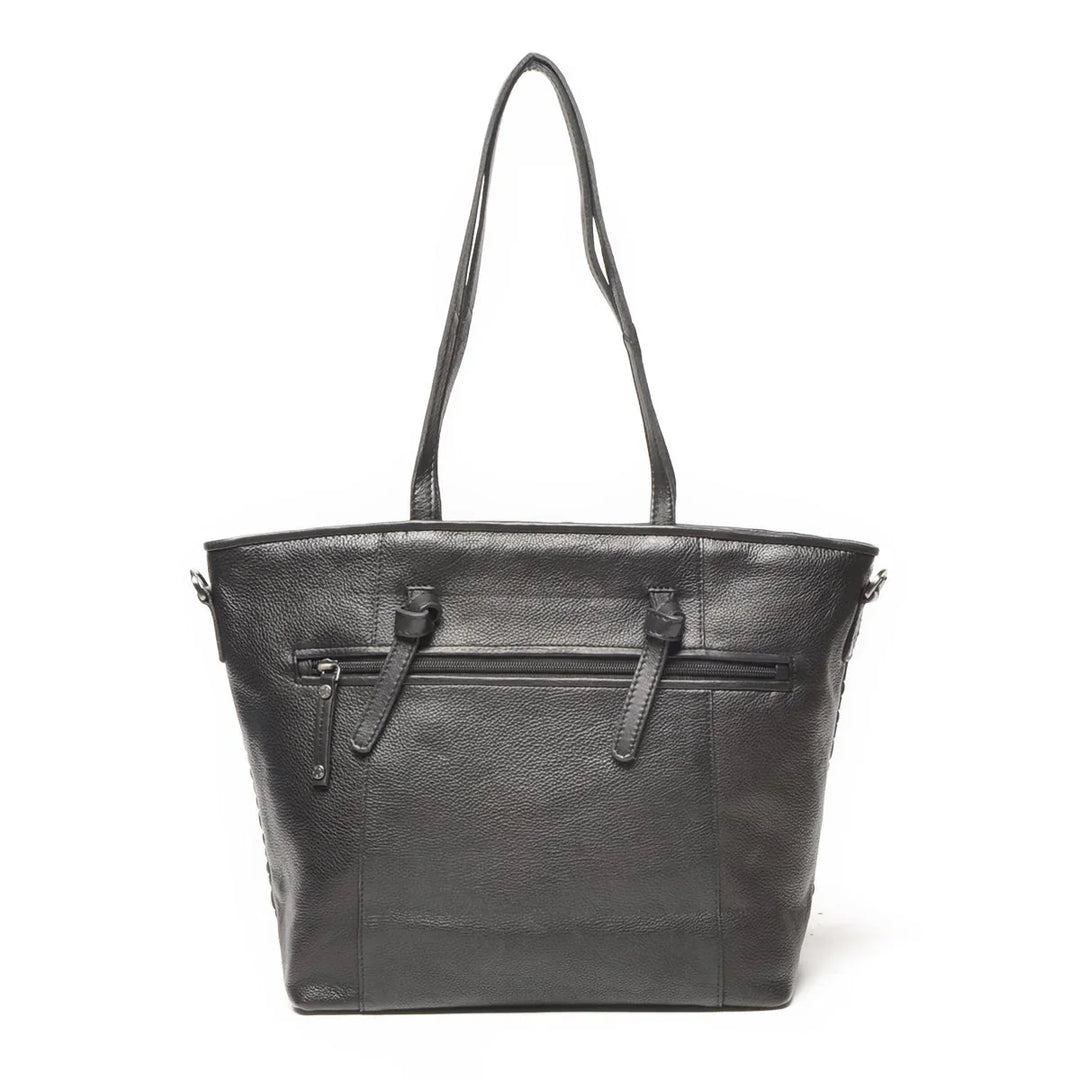 Achterkant van de Berba 336-215 leren shopper in het zwart #kleur_zwart