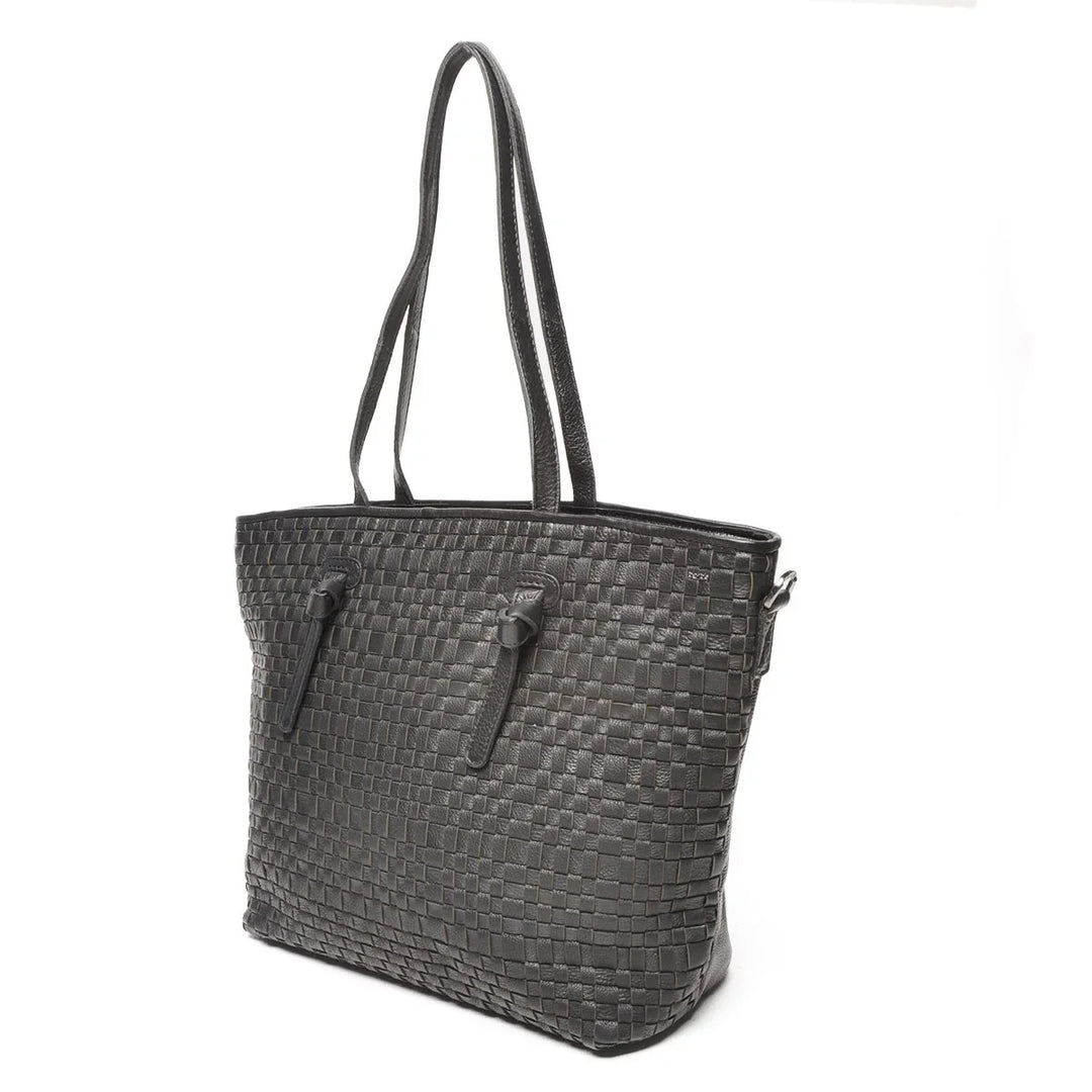 Voorzijde van de Berba 336-215 leren shopper in het zwart #kleur_zwart