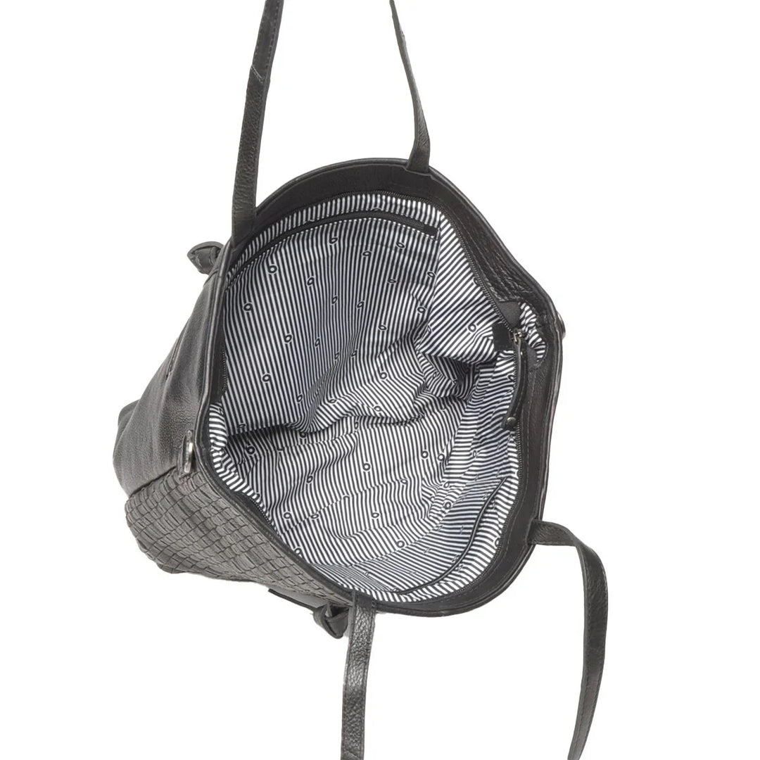 Binnenkant van de Berba 336-215 leren shopper in het zwart #kleur_zwart