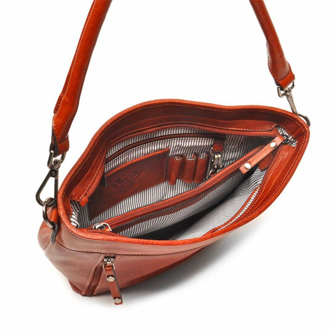Binnenkant Berba Lucca Bucket bag cognac #kleur_cognac