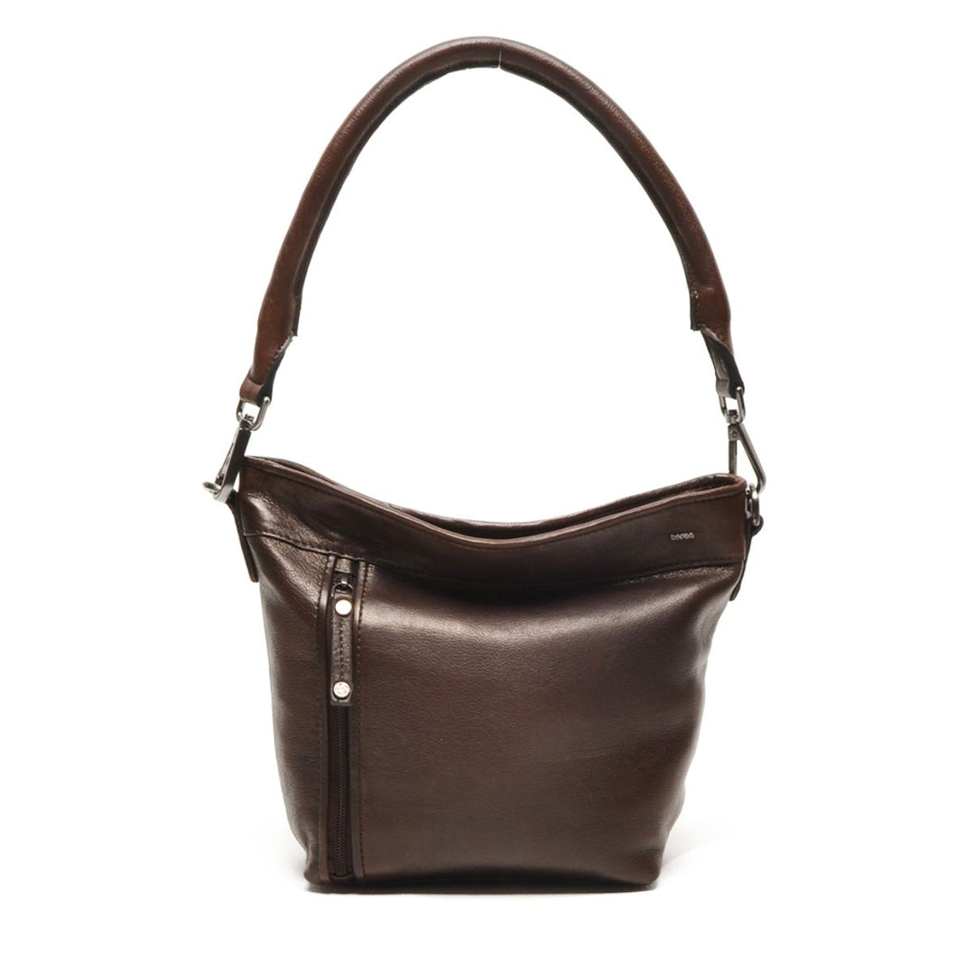 Voorkant van de Berba Lucca 052 leren schoudertas chocolade #kleur_chocolade