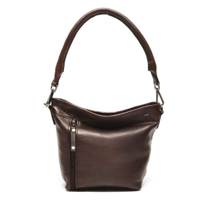 Voorkant van de Berba Lucca 052 leren schoudertas chocolade #kleur_chocolade