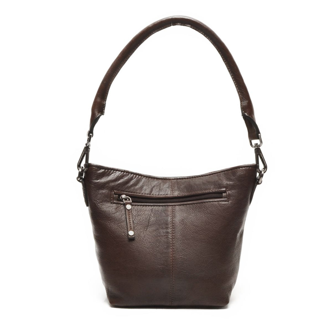 Achterkant van de Berba Lucca 052 leren schoudertas chocolade #kleur_chocolade