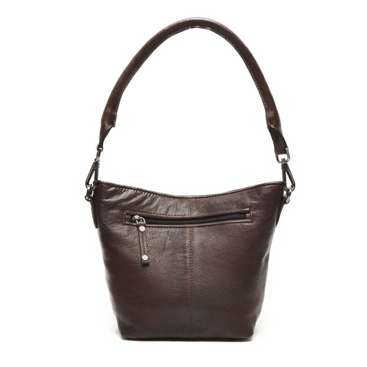 Achterkant van de Berba Lucca 052 leren schoudertas chocolade #kleur_chocolade