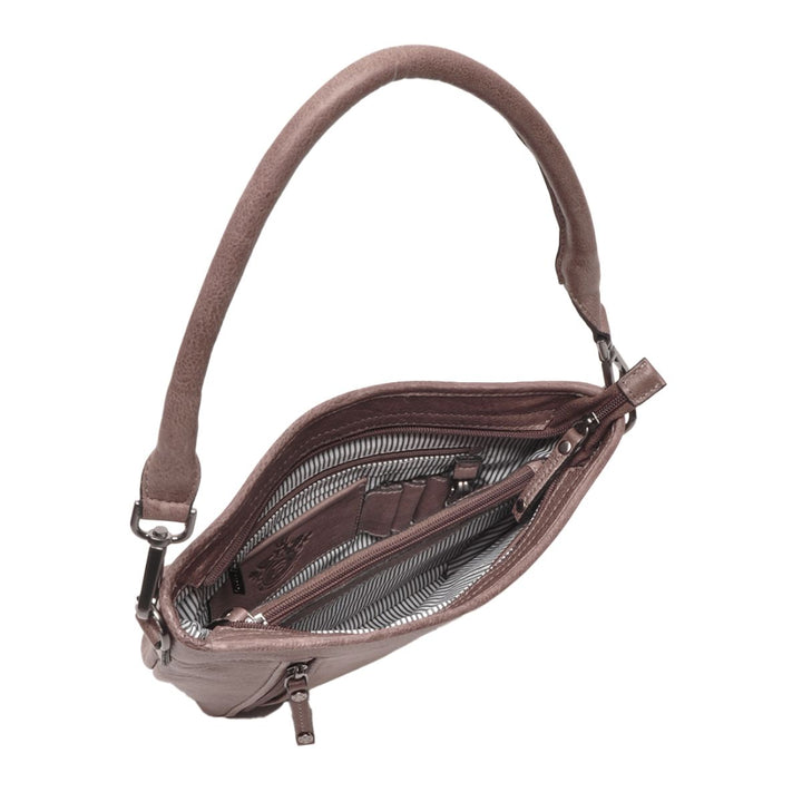 Bovenkant van de Berba Lucca 052 leren schoudertas chocolade #kleur_chocolade