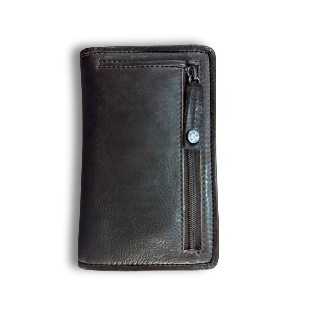 Achterkant van de Berba lucca dames portemonnee donkerbruin #kleur_donkerbruin