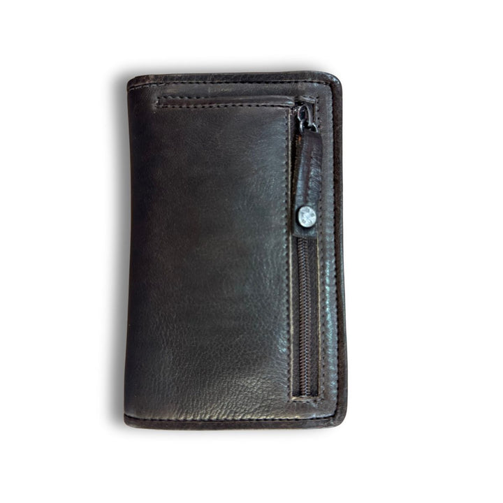 Achterkant van de Berba lucca dames portemonnee donkerbruin #kleur_donkerbruin