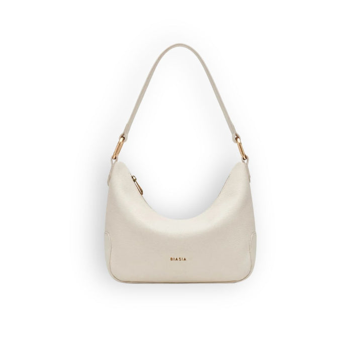 Voorkant van de Biasia leren schoudertas in beige #kleur_beige