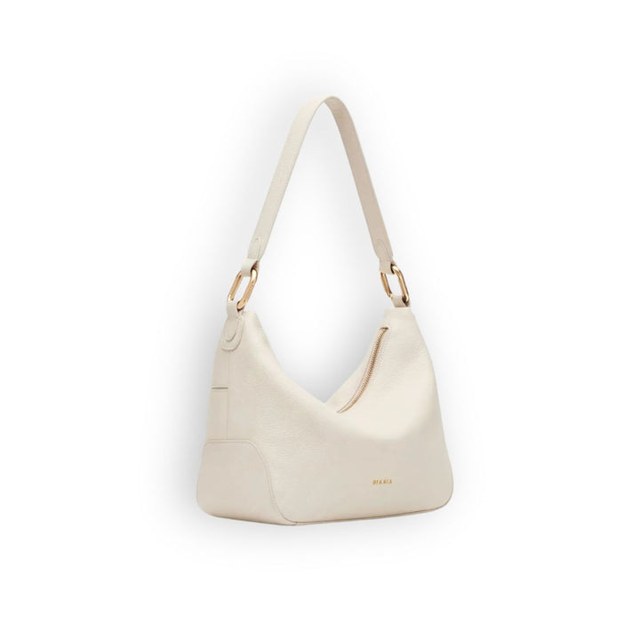 Voorzijde van de Biasia leren schoudertas in beige #kleur_beige