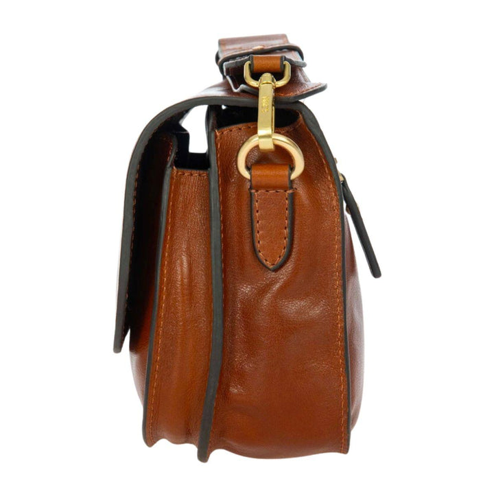Zijkant Bric's 05944 Volterra messenger bag cognac #kleur_cognac
