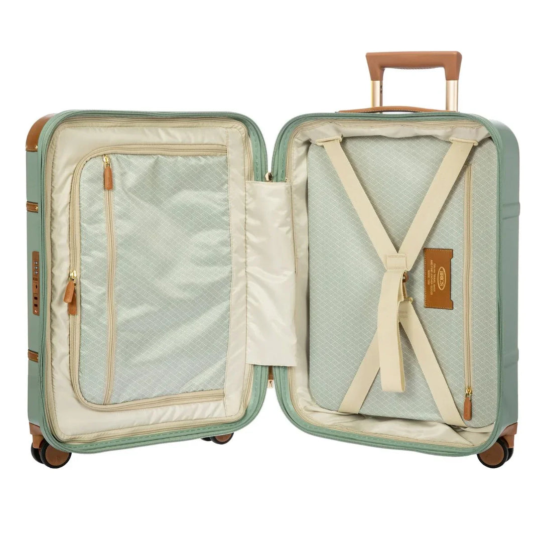Binnenkant van de Bric's Bellagio handbagage in het eucalyptus #kleur_eucalyptus