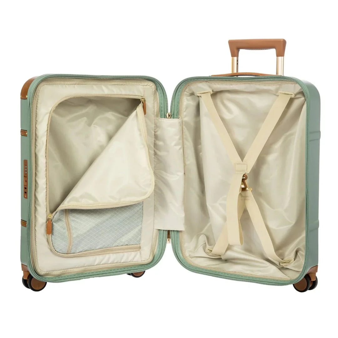 Binnenkant van de Bric's Bellagio handbagage in het eucalyptus #kleur_eucalyptus