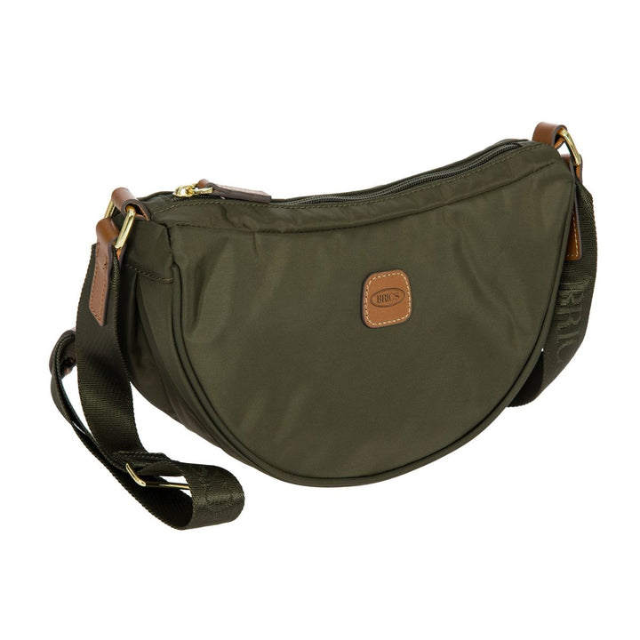 Voorzijde van de X-Collection Halfmoon bag in olijf #kleur_olijf