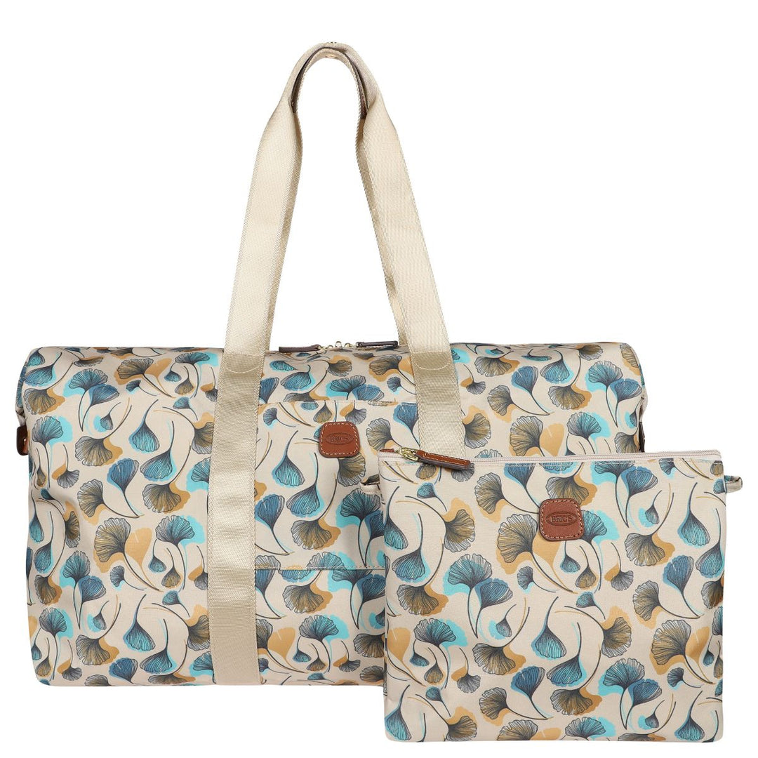 Voorkant met opvouwbare tasjes van de Bric's 202 Flowers weekendtas #kleur_flowers