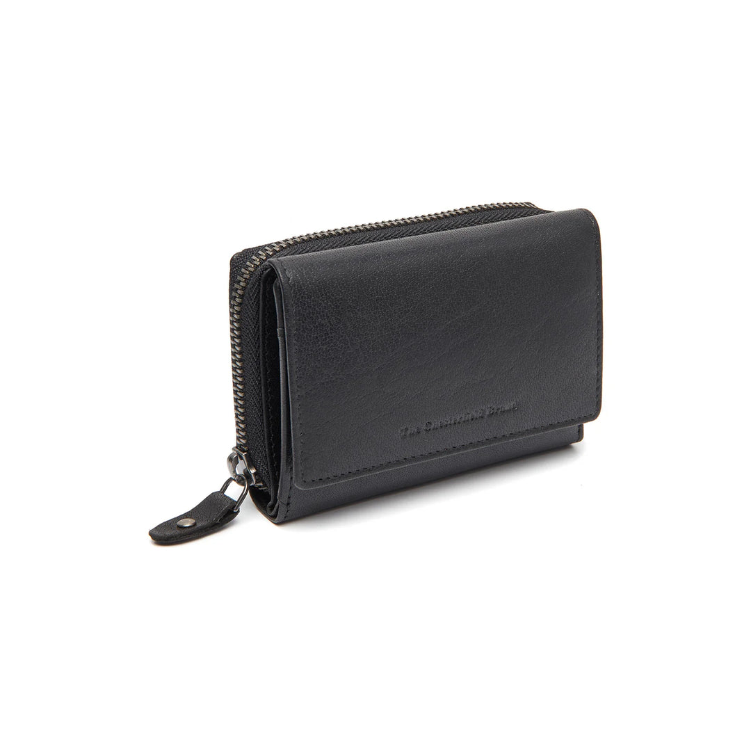 Voorkant van the Chesterfield Rimili compacte dames portemonnee in het zwart #kleur_zwart