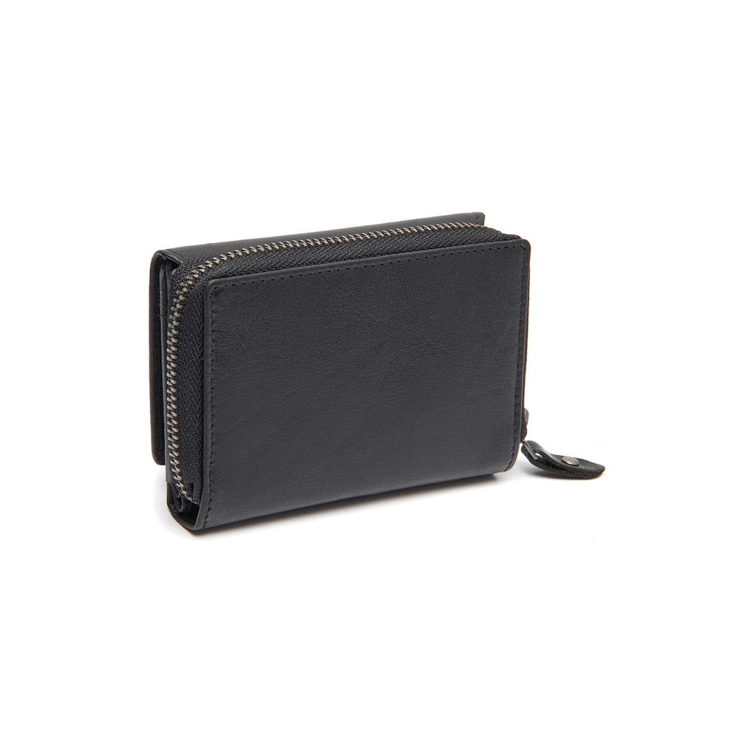 Achterkant van the Chesterfield Rimili compacte dames portemonnee in het zwart #kleur_zwart