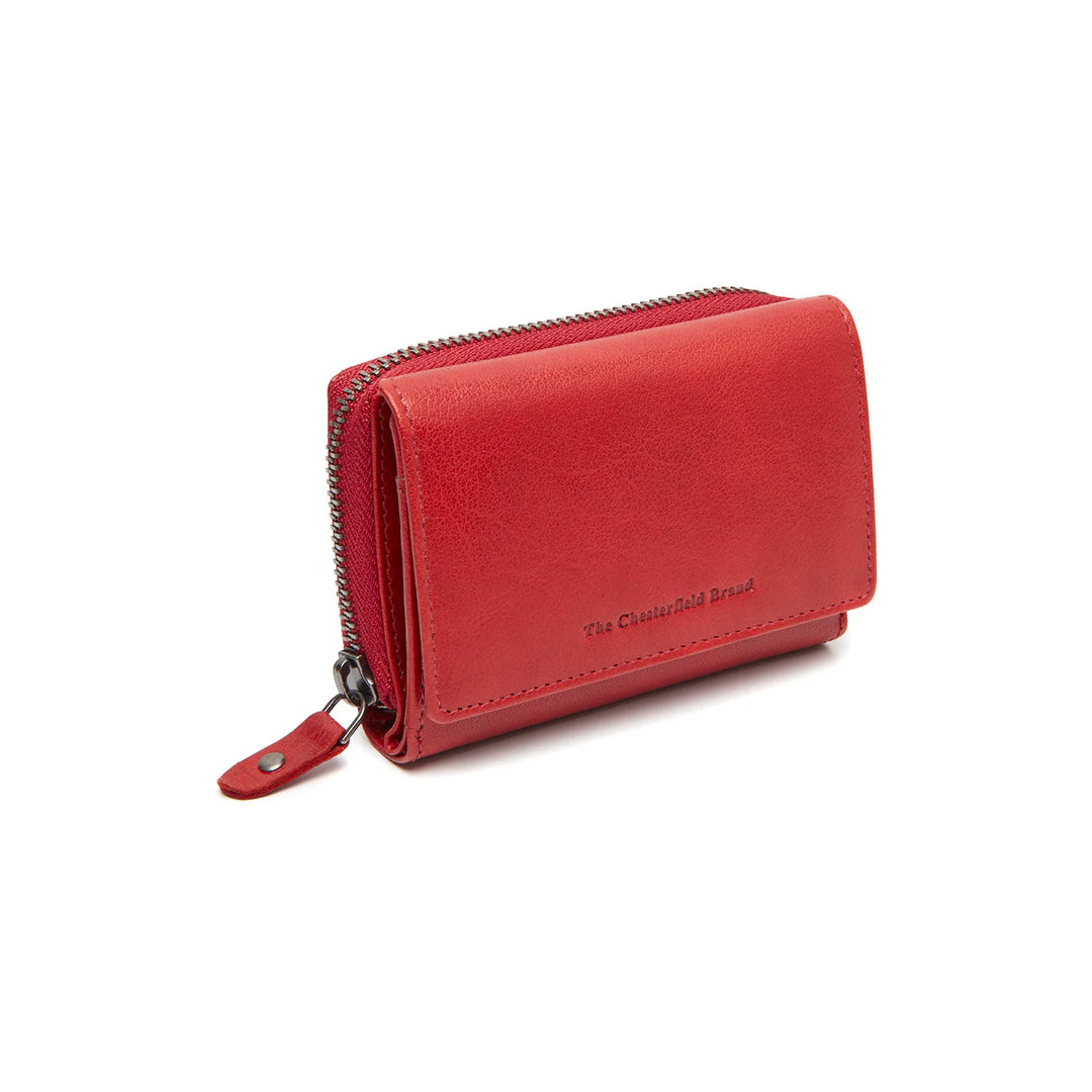 Voorkant van the Chesterfield Rimili compacte dames portemonnee in het rood #kleur_rood
