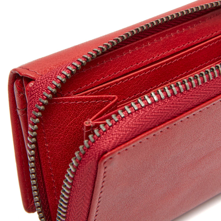 Binnenkant van the Chesterfield Rimili compacte dames portemonnee in het rood #kleur_rood