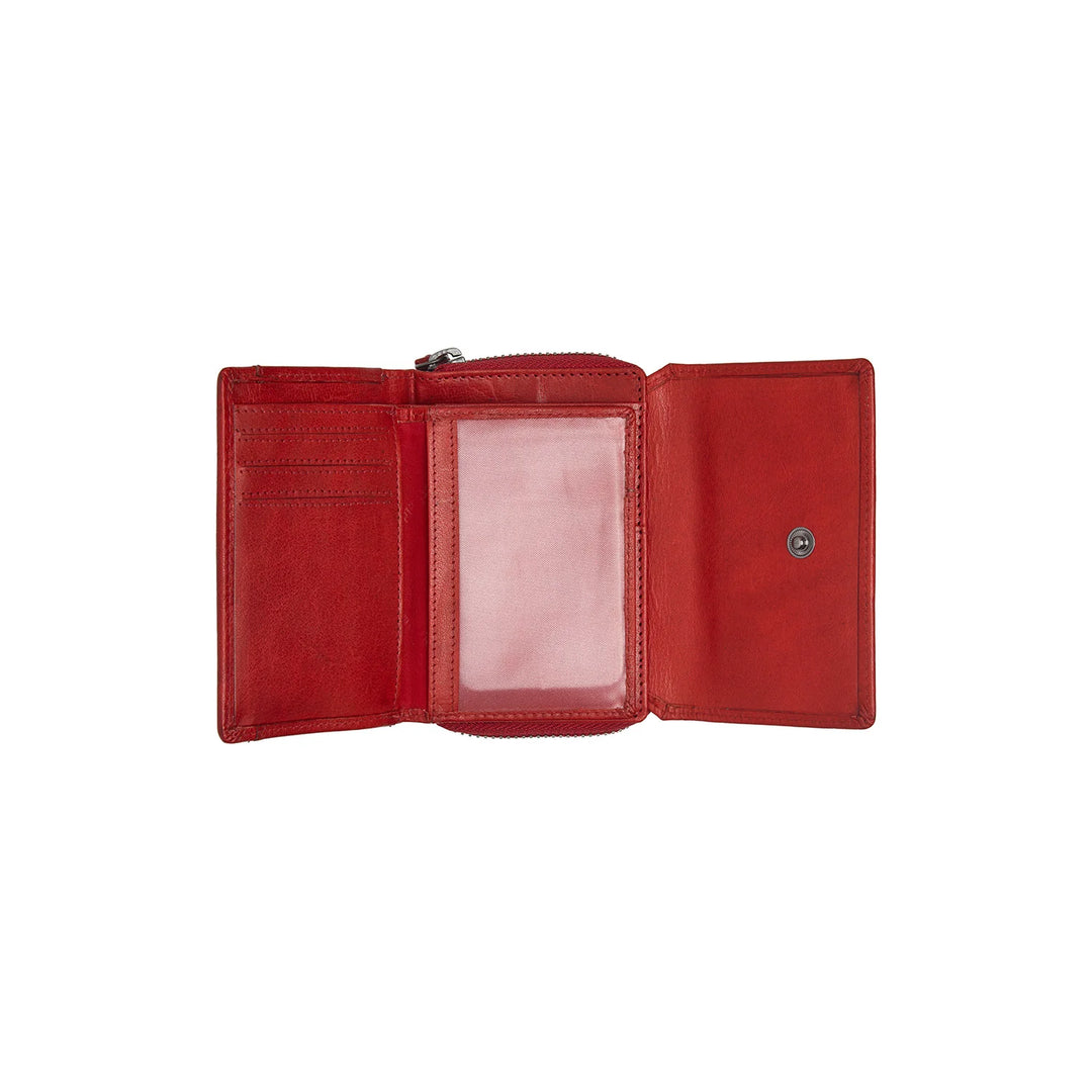 Binnenkant van the Chesterfield Rimili compacte dames portemonnee in het rood #kleur_rood