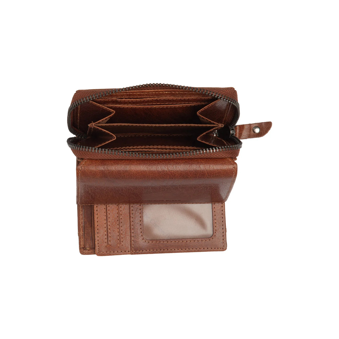 Binnenkant van the Chesterfield Rimili compacte dames portemonnee in het cognac #kleur_cognac