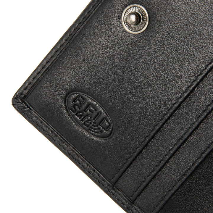 Details van het materiaal van The Chesterfield Lenwich zwarte dames portemonnee #kleur_zwart