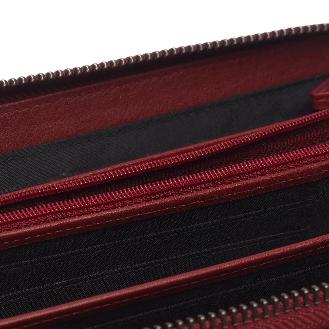 Binnenkant van de The Chesterfield Cantara rode portemonnee #kleur_rood