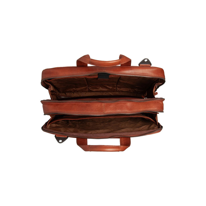 Bovenkant van The Chesterfield Iseo leren werktas cognac #kleur_cognac