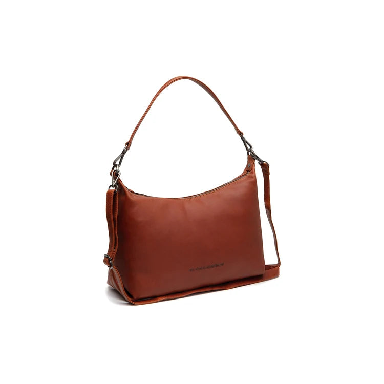 Voorkant van the Chesterfield brand skara schoudertas #kleur_cognac