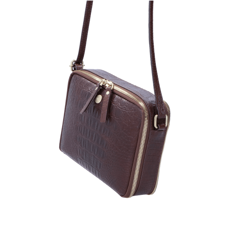 Voorzijde Fmme croco print crosbody tas bruin #kleur_bruin