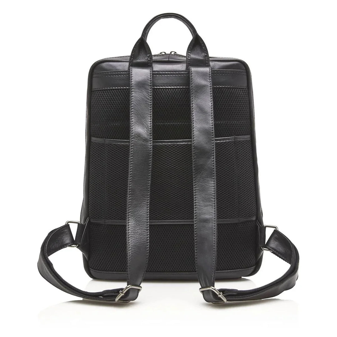 Achterkant Castelijn & beerens Firenze leren laptop rugzak zwart #kleur_zwart