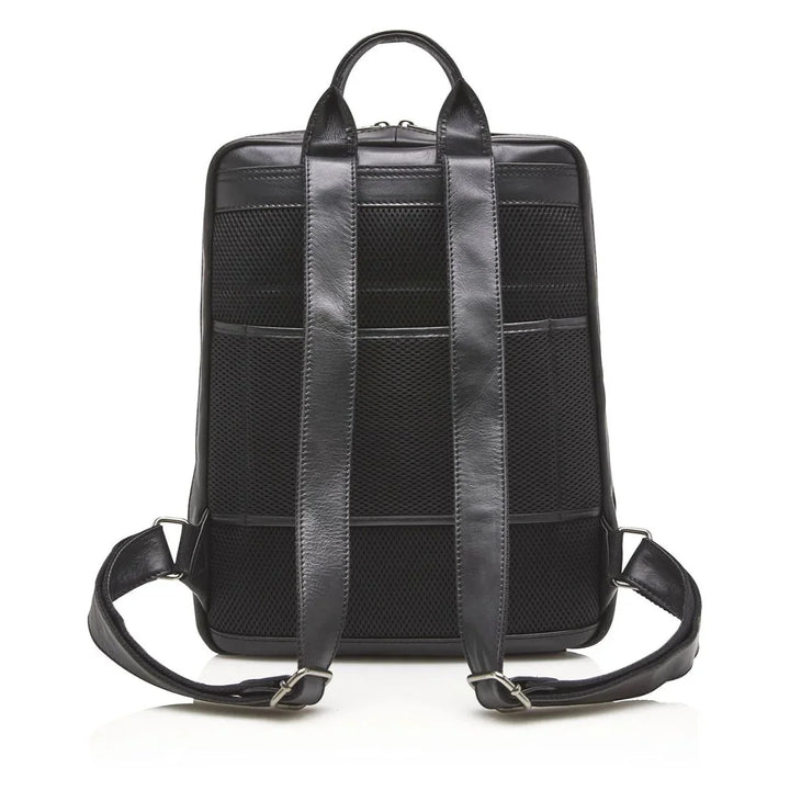 Achterkant Castelijn & beerens Firenze leren laptop rugzak zwart #kleur_zwart