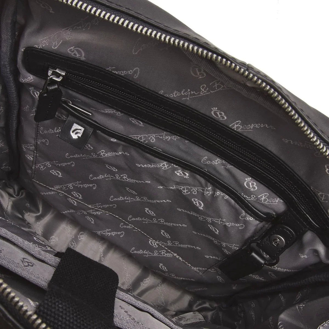 Binnenkant van de Castelijn & beerens Firenze leren laptop rugzak zwart #kleur_zwart
