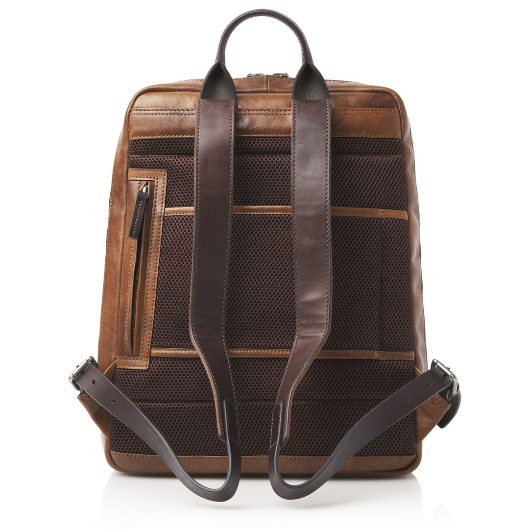 Achterkant van de Castelijn en Beeernes laptop rugzak uit de rien collectie in Natural #kleur_natural