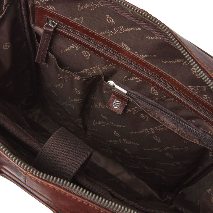 Binnenvakken van de Castelijn en Beeernes laptop rugzak uit de rien collectie in cognac #kleur_cognac