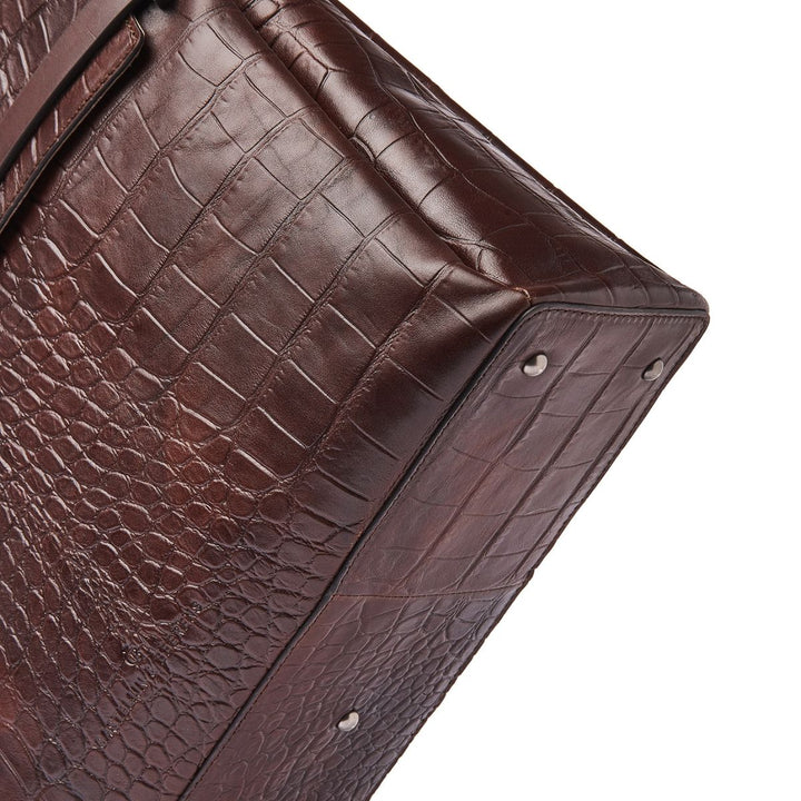 Onderkant van de Castelijn en Beerens Kaat dames werktas in cognac #kleur_croco-cognac